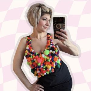 Clown Shirt / Clown Top / Pom Poms Tank